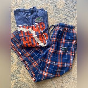 SOLD Men’s Florida Gator UF flannel pocket pajama pants and tshirt